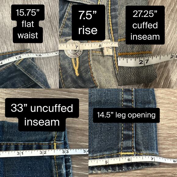 True Religion Low-Rise Straight Jeans Distressed Dirty Wash Grunge Thrashed Edgy - Picture 11 of 11